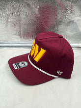 Load image into Gallery viewer, Close-up of the Washington Commanders hat featuring the iconic team logo and adjustable snapback design for comfort and fit.
