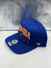 Load image into Gallery viewer, Florida Gators NCAA &#39;47 Throwback Blue Roscoe Hitch Adjustable Snapback Hat side view highlighting the adjustable snapback design for a perfect fit.
