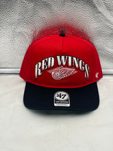 Load image into Gallery viewer, Detroit Red Wings NHL &#39;47 Brand Red TwoTone Script Hitch Adjustable Snapback Hat showcasing vibrant red color and stylish design, perfect for hockey fans.
