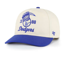 Load image into Gallery viewer, Los Angeles Dodgers 1988 World Series MLB '47 Brand Natural Hitch Adjustable Hat featuring a stylish design, perfect for fans of the Los Angeles Dodgers hat.

