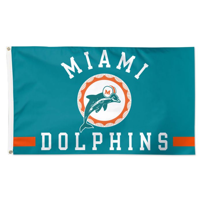 Miami Dolphins NFL 3' x 5' Throwback Team Colors Deluxe Team Flag Wincraft - Casey's Sports Store