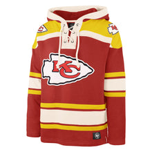 Load image into Gallery viewer, Kansas City Chiefs NFL &#39;47 Brand Superior Red Lacer Men&#39;s Hoodie - Casey&#39;s Sports Store
