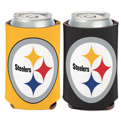 Pittsburgh Steelers NFL 2-Sided Koozies Can Cooler from WinCraft featuring vibrant team graphics, perfect for keeping beverages cool while showcasing team spirit.