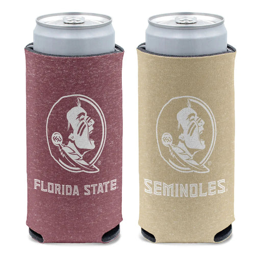 Florida State Seminoles FSU NCAA Slim 2-Sided Koozie can cooler by WinCraft featuring team colors and logo, perfect for keeping beverages cold. Buy this Florida State Seminoles FSU slim can cooler for game day.