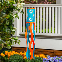 Load image into Gallery viewer, Miami Dolphins NFL 40" x 6" Windsock Flag Evergreen Enterprises showcasing vibrant team colors, perfect for displaying team pride. Ideal for outdoor decoration, this Miami Dolphins Windsock adds a spirited touch to any environment.

