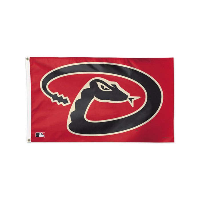 Arizona Diamondbacks MLB Throwback Red Deluxe 3' x 5' Flag from WinCraft, featuring a vibrant red design with the team's iconic logo, perfect for displaying team pride at home or during game days.