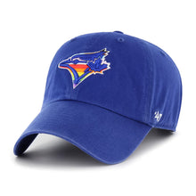 Load image into Gallery viewer, Toronto Blue Jays MLB '47 Brand Blue Rainbow Pride Clean Up Adjustable Hat, Toronto Blue Jays Pride hat product view
