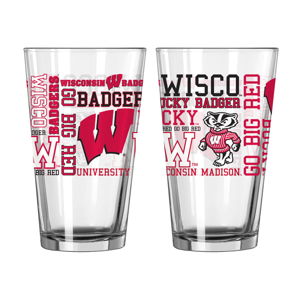 Wisconsin Badgers NCAA 2-Pack of 16oz Pint Glass Cup Mug Logo Brands - Casey's Sports Store