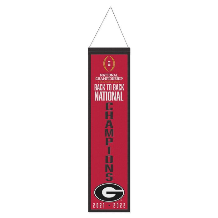 Georgia Bulldogs NCAA 2x National Champions Banner Embroidered Wool 8