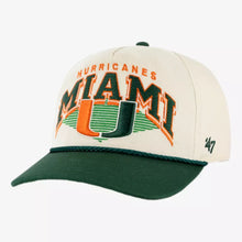 Load image into Gallery viewer, Miami Hurricanes NCAA '47 Brand Natural TT Hitch Rope Adjustable Snapback Hat, Miami Hurricanes hat front view
