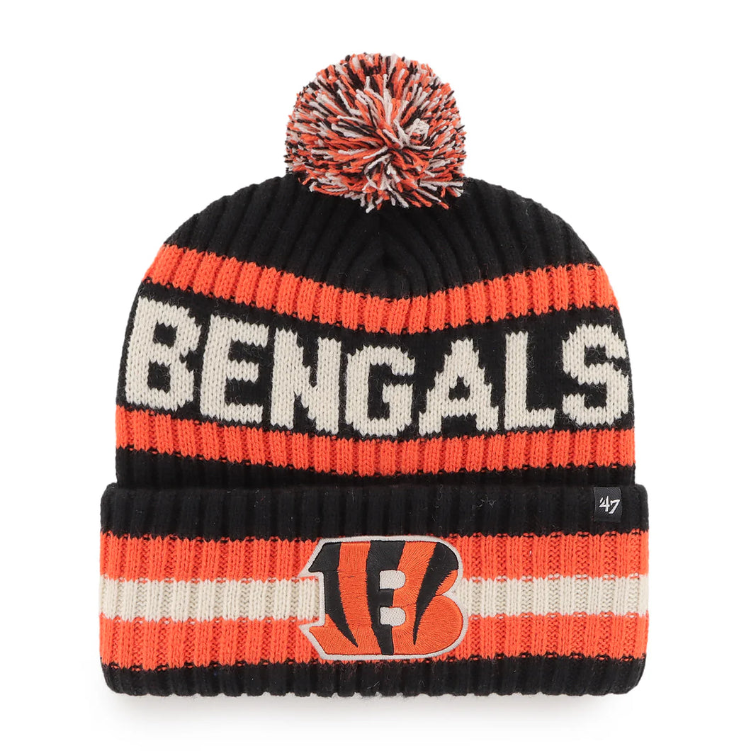 Cincinnati Bengals NFL '47 Brand Winter Beanie Knit Ski Cap Hat showcasing vibrant team logo and knit design for winter warmth.