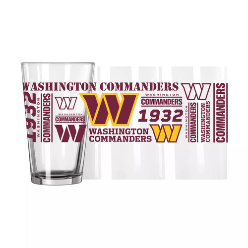 Washington Commanders NFL Pack of 2 16oz Pint Glasses featuring stylish team logo, perfect for game day celebrations and fan collections.