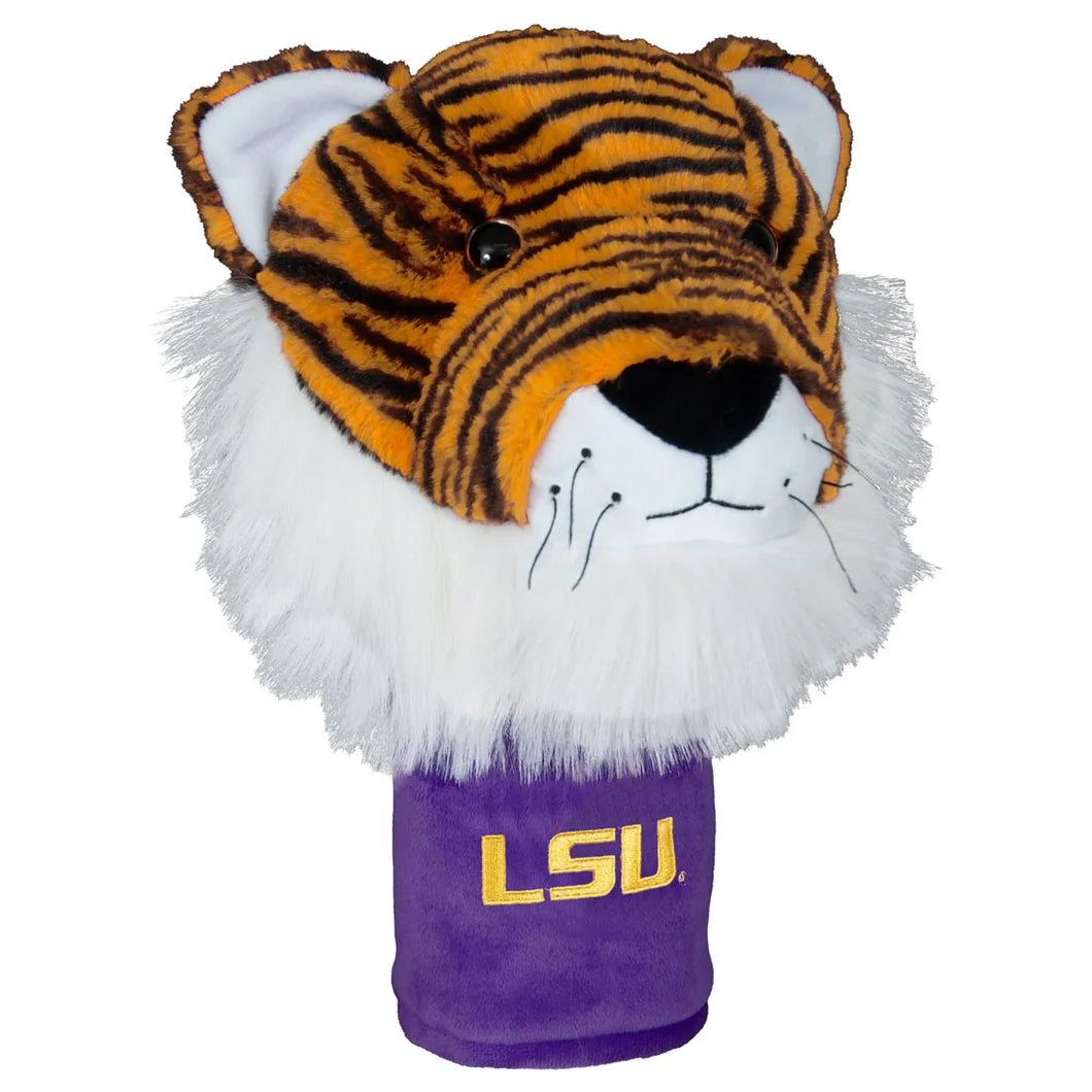 LSU Tigers NCAA Team Mascot Golf Driver Head Cover by WinCraft showcasing vibrant team colors and mascot design, ideal for avid LSU fans and golfers.