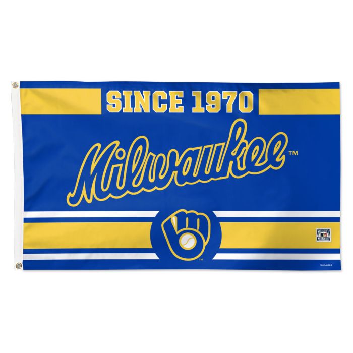 Milwaukee Brewers MLB Throwback Blue Deluxe 3' x 5' Flag Wincraft