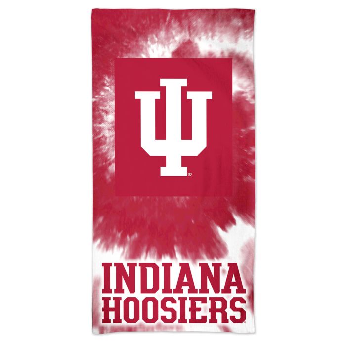 a red and white towel with the indiana hoosiers on it