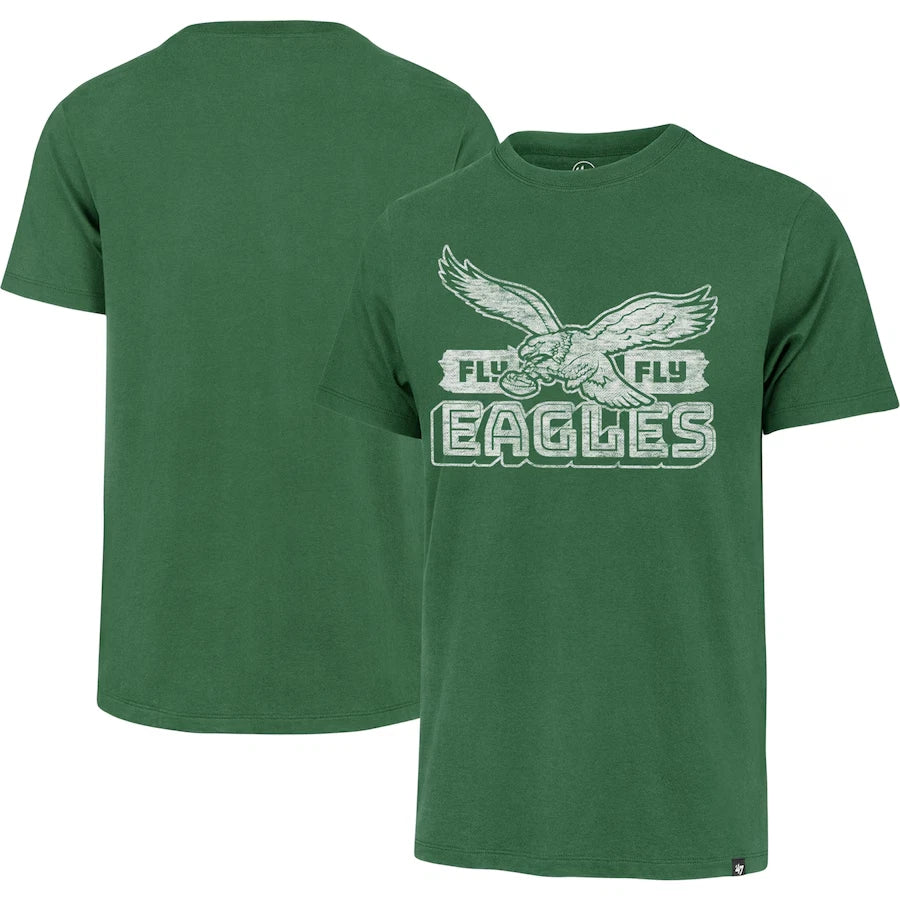 Philadelphia Eagles NFL '47 Brand Throwback Green Men's Tee Shirt showcasing vintage design and comfortable fit, perfect for fans supporting their team.