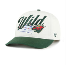 Load image into Gallery viewer, Minnesota Wild NHL '47 Brand White Two Tone Script Hitch Adjustable Snapback Hat
