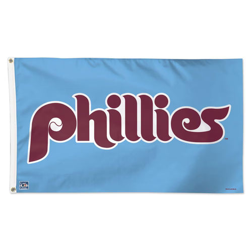 Philadelphia Phillies MLB Blue Throwback Deluxe 3' x 5' Flag by WinCraft - A vibrant Philadelphia Phillies flag showcasing the iconic team logo, perfect for displaying your team spirit.