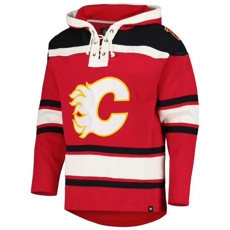 Calgary Flames NHL '47 Brand Superior Red Lacer Men's Hoodie Size XL - Casey's Sports Store