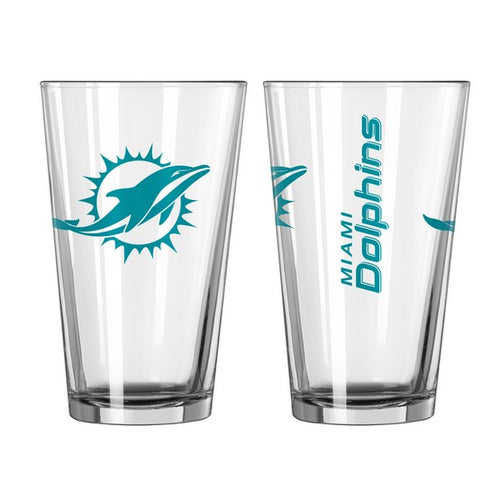 Miami Dolphins NFL Pack of 2 16oz Pint Glass Logo Brands - Casey's Sports Store