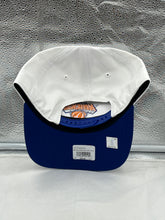 Load image into Gallery viewer, Side profile of the New York Knicks NBA &#39;47 Brand White Two Tone Hitch Adjustable Snapback Hat on a mannequin head, highlighting the two-tone design.
