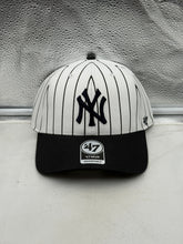 Load image into Gallery viewer, New York Yankees MLB &#39;47 Brand White Pinstripe Two Tone MVP Adjustable Hat featuring a stylish pinstripe design, perfect for fans of the New York Yankees hat.
