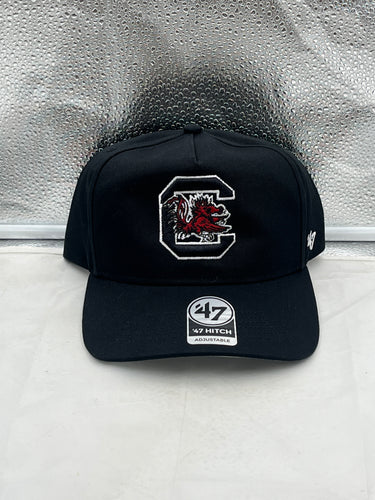 South Carolina Gamecocks NCAA '47 Brand Black Hitch Adjustable Snapback Hat showcasing its stylish design and iconic logo, perfect for fans supporting their team with comfort and flair.