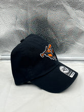 Load image into Gallery viewer, Baltimore Orioles MLB &#39;47 Brand Throwback Black Clean Up Adjustable Hat, showcasing the embroidered team logo in a stylish design.
