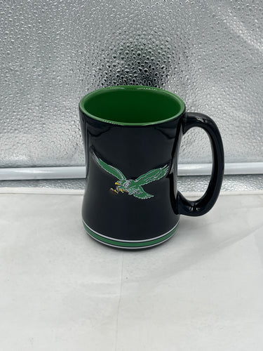 Philadelphia Eagles Throwback NFL 14oz Coffee Mug featuring the vintage Eagles logo, perfect for enthusiastic fans to enjoy their favorite beverage.