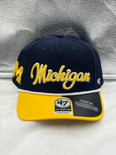 Load image into Gallery viewer, Michigan Wolverines NCAA &#39;47 Brand Navy Two Tone MVP DV Adjustable Snapback Hat - Casey&#39;s Sports Store
