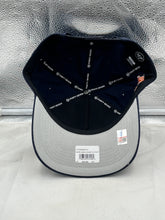 Load image into Gallery viewer, Auburn Tigers NCAA &#39;47 Brand Navy Reversed Hitch Script Adjustable Snapback Hat styled on a model outdoors.
