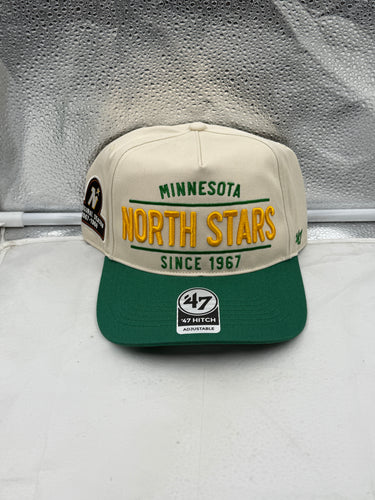 Minnesota North Stars NHL '47 Throwback Natural TT Hitch Adjustable Snapback Hat showcasing the iconic team logo, perfect for fans of the Minnesota North Stars hat.