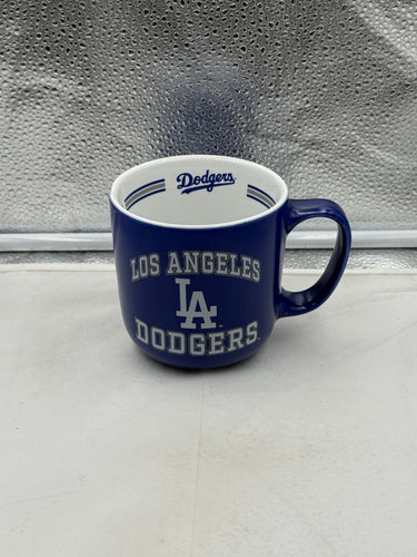 Los Angeles Dodgers MLB Blue 15oz Coffee Mug Cup from Logo Brands featuring vibrant design and iconic Dodgers logo, perfect for fans.