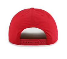 Load image into Gallery viewer, Close-up view of the Tampa Bay Buccaneers NFL &#39;47 Throwback Red Hitch Rope Snapback Adjustable Hat detailing the snapback closure and classic retro style, ideal for any Tampa Bay Buccaneers hat collection.
