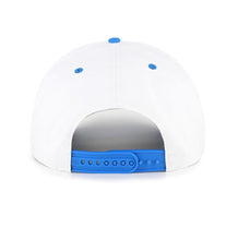 Load image into Gallery viewer, Close-up view of the Ole Miss Rebels NCAA '47 Brand White TT Hitch Adjustable Snapback Hat, showcasing its stylish design and adjustable fit for devoted Ole Miss Rebels hat enthusiasts.
