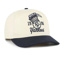 Load image into Gallery viewer, Detailed view of New York Yankees 1996 World Series MLB '47 Brand Natural TT Hitch Adjustable Hat representing the iconic New York Yankees hat.

