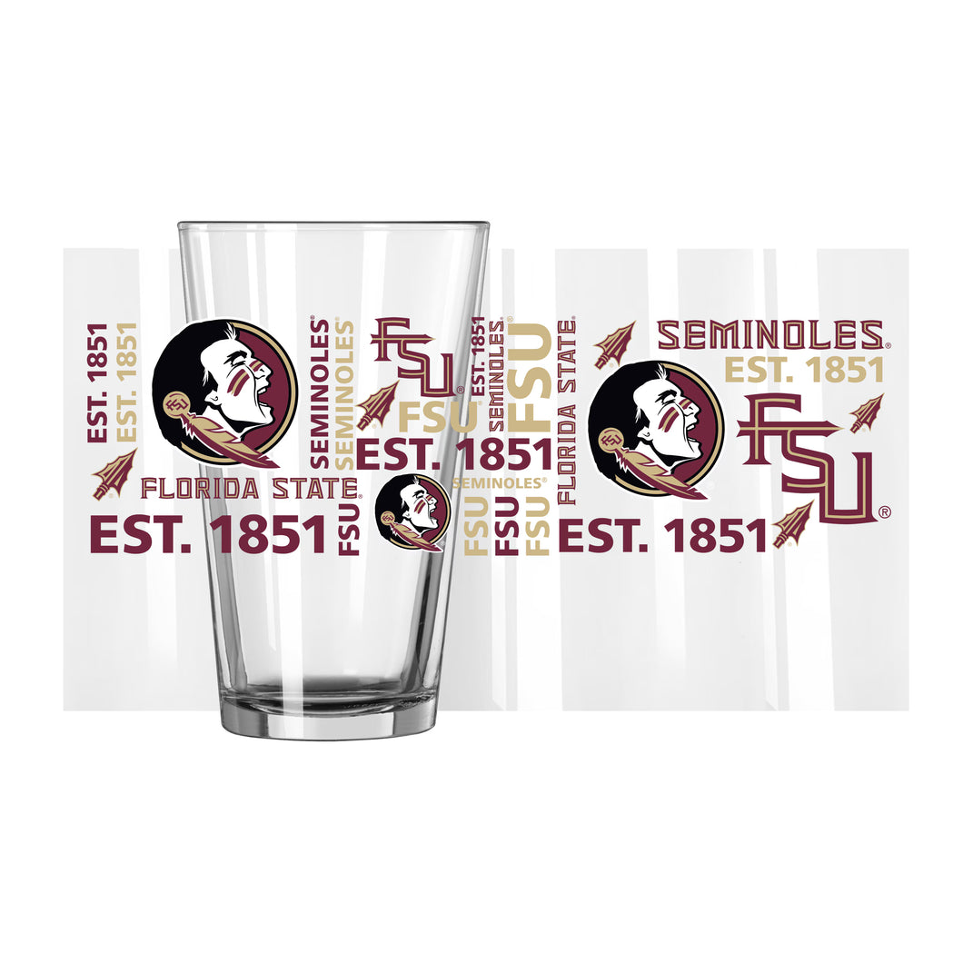 Florida State Seminoles FSU NCAA Pack of 2 16oz Spirit Pint Glass Logo Brands - Florida State Seminoles FSU Glass, perfect for game day or everyday use.