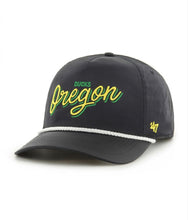 Load image into Gallery viewer, Oregon Ducks NCAA &#39;47 Brand Black Hitch Rope Adjustable Snapback Hat
