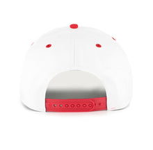 Load image into Gallery viewer, Close-up view of the Chicago Blackhawks NHL '47 Brand White TT Hitch Rope Adjustable Snapback Hat, featuring the iconic Chicago Blackhawks hat design.
