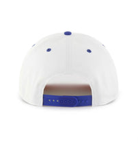 Load image into Gallery viewer, Detailed view of the Denver Broncos NFL '47 Throwback White TT Hitch Rope Snapback Adjustable Hat, showcasing a trendy Denver Broncos hat design.
