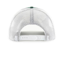 Load image into Gallery viewer, Close-up view of the Tulane Green Wave NCAA '47 Brand Throwback Green Trucker Adjustable Snapback Hat showcasing its unique trucker style, perfect for showing off your support as a Tulane Green Wave hat.
