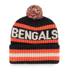 Load image into Gallery viewer, Close-up of the Cincinnati Bengals NFL &#39;47 Brand Winter Beanie Knit Ski Cap Hat highlighting soft fabric and classic style for enthusiastic fans.
