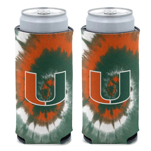 Miami Hurricanes NCAA Slim 2-Sided Koozies Coozies Can Cooler by WinCraft, perfect for keeping drinks cold while showing team spirit.
