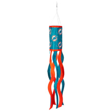 Load image into Gallery viewer, Miami Dolphins NFL 40" x 6" Windsock Flag by Evergreen Enterprises, featuring the team's logo and colors. This Miami Dolphins Windsock is a great addition for fans looking to celebrate their team spirit outdoors.
