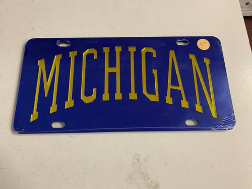 Michigan Wolverines NCAA Blue Mirrored Laser Cut License Plate Craftique - Casey's Sports Store