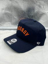 Load image into Gallery viewer, Back view of Auburn Tigers NCAA &#39;47 Brand Navy Reversed Hitch Script Adjustable Snapback Hat showing adjustable strap.
