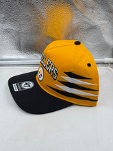 Load image into Gallery viewer, Close-up of the Pittsburgh Steelers NFL '47 Brand Yellow Diamond Hitch Snapback Adjustable Hat, highlighting the quality material and adjustable snapback closure for a comfortable fit.
