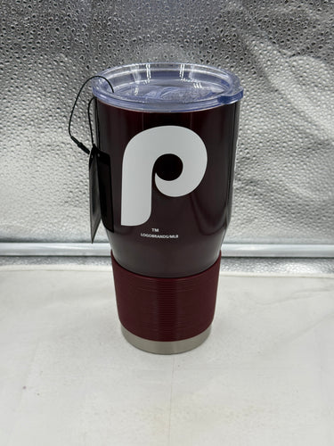 Philadelphia Phillies MLB 30oz Throwback Red Tumbler Cup Mug Logo Brands featuring the iconic team logo, perfect for fans. This Philadelphia Phillies Tumbler is ideal for beverages on-the-go.