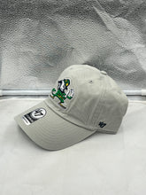 Load image into Gallery viewer, Notre Dame Fighting Irish NCAA &#39;47 Brand Gray Clean Up Adjustable Strapback Hat displayed on a neutral background, showcasing its premium quality material and classic design.
