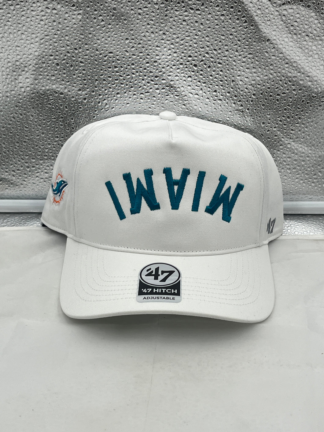 Miami Dolphins NFL '47 Brand White Reversed Script Hitch Snapback Adjustable Hat